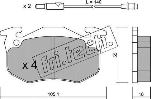 Fri.Tech. 038.1 - Тормозные колодки, дисковые, комплект autospares.lv