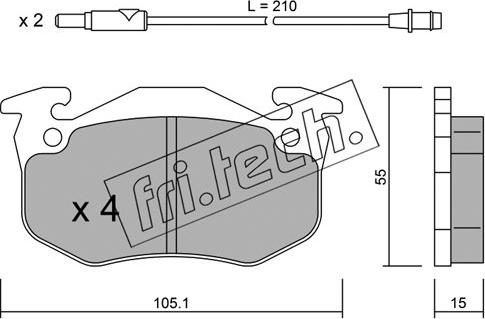 Fri.Tech. 038.2 - Тормозные колодки, дисковые, комплект autospares.lv