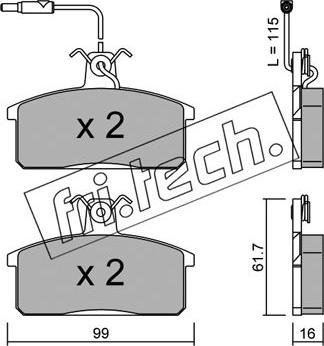 Fri.Tech. 028.2 - Тормозные колодки, дисковые, комплект autospares.lv