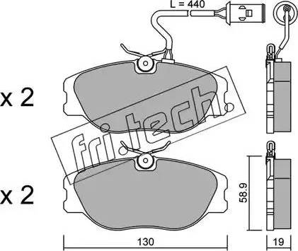 Fri.Tech. 074.0 - Тормозные колодки, дисковые, комплект autospares.lv