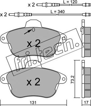 Fri.Tech. 191.1 - Тормозные колодки, дисковые, комплект autospares.lv