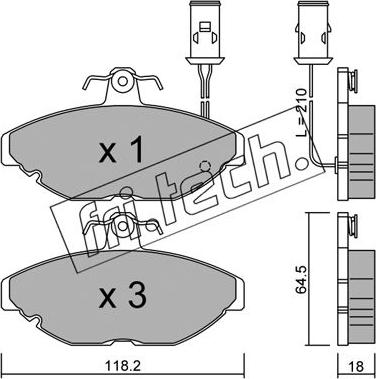 Fri.Tech. 198.0 - Тормозные колодки, дисковые, комплект autospares.lv