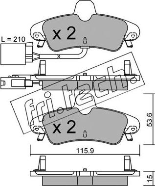 Fri.Tech. 145.2 - Тормозные колодки, дисковые, комплект autospares.lv