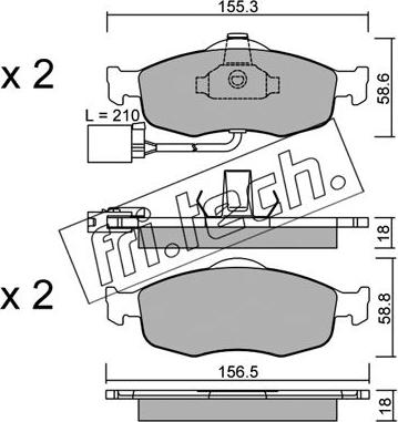 Fri.Tech. 148.1 - Тормозные колодки, дисковые, комплект autospares.lv