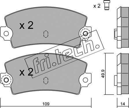 Fri.Tech. 150.1 - Тормозные колодки, дисковые, комплект autospares.lv