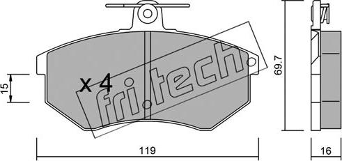 Fri.Tech. 151.2 - Тормозные колодки, дисковые, комплект autospares.lv