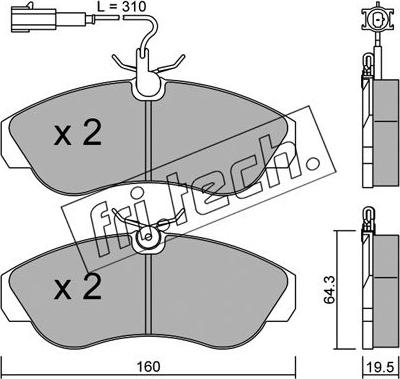 Fri.Tech. 158.1 - Тормозные колодки, дисковые, комплект autospares.lv