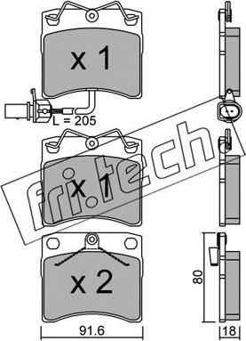 Fri.Tech. 166.2 - Тормозные колодки, дисковые, комплект autospares.lv