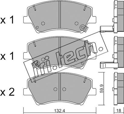 Fri.Tech. 1092.0 - Тормозные колодки, дисковые, комплект autospares.lv