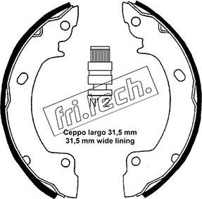 Fri.Tech. 1046.200 - Комплект тормозных колодок, барабанные autospares.lv