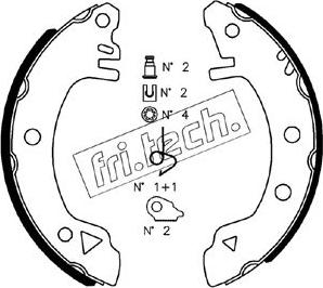 Fri.Tech. 1040.123K - Комплект тормозных колодок, барабанные autospares.lv