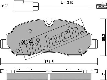 Fri.Tech. 1056.0 - Тормозные колодки, дисковые, комплект autospares.lv