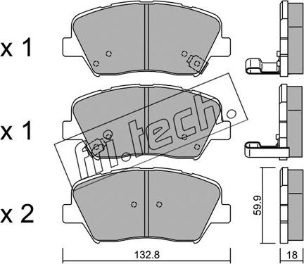 Fri.Tech. 1050.0 - Тормозные колодки, дисковые, комплект autospares.lv