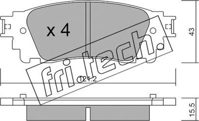 Fri.Tech. 1065.0 - Тормозные колодки, дисковые, комплект autospares.lv