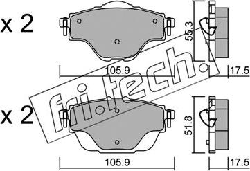 Fri.Tech. 1004.0 - Тормозные колодки, дисковые, комплект autospares.lv