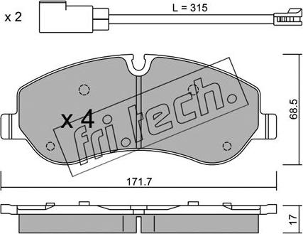 Fri.Tech. 1006.0 - Тормозные колодки, дисковые, комплект autospares.lv