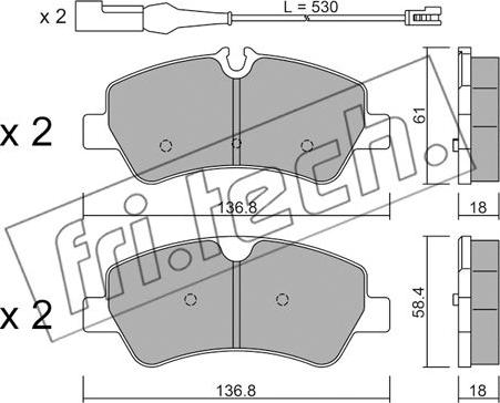 Fri.Tech. 1007.1 - Тормозные колодки, дисковые, комплект autospares.lv