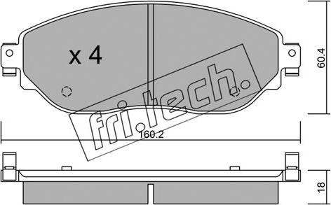 Fri.Tech. 1019.0 - Тормозные колодки, дисковые, комплект autospares.lv