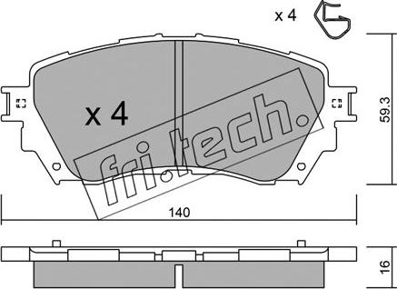 Fri.Tech. 1010.0 - Тормозные колодки, дисковые, комплект autospares.lv