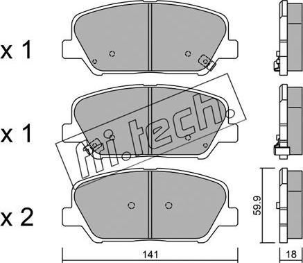 Fri.Tech. 1013.0 - Тормозные колодки, дисковые, комплект autospares.lv