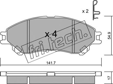 Fri.Tech. 1012.0 - Тормозные колодки, дисковые, комплект autospares.lv