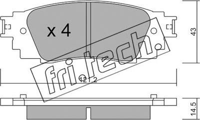 Fri.Tech. 1089.0 - Тормозные колодки, дисковые, комплект autospares.lv