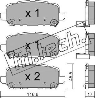 Fri.Tech. 1084.0 - Тормозные колодки, дисковые, комплект autospares.lv