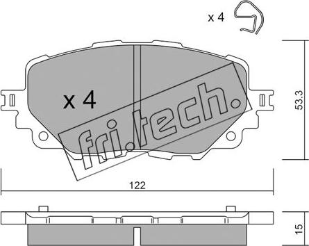 Fri.Tech. 1086.0 - Тормозные колодки, дисковые, комплект autospares.lv