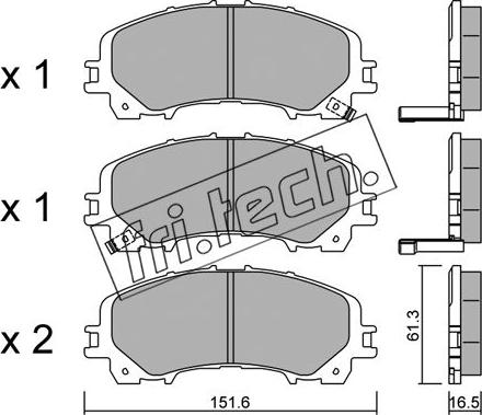 Fri.Tech. 1082.0 - Тормозные колодки, дисковые, комплект autospares.lv