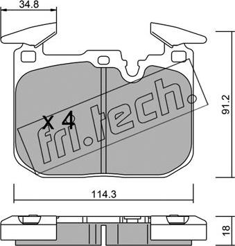 Fri.Tech. 1039.1 - Тормозные колодки, дисковые, комплект autospares.lv