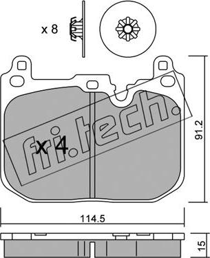 Fri.Tech. 1039.2 - Тормозные колодки, дисковые, комплект autospares.lv