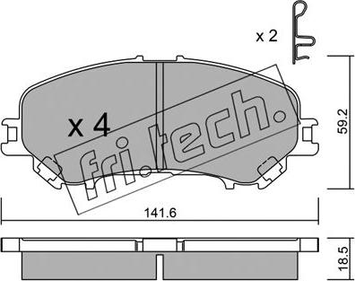 Fri.Tech. 1034.0 - Тормозные колодки, дисковые, комплект autospares.lv