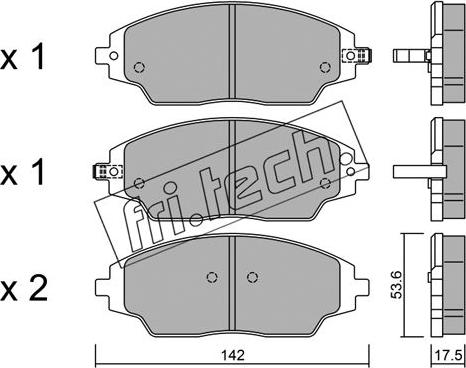 Fri.Tech. 1032.0 - Тормозные колодки, дисковые, комплект autospares.lv