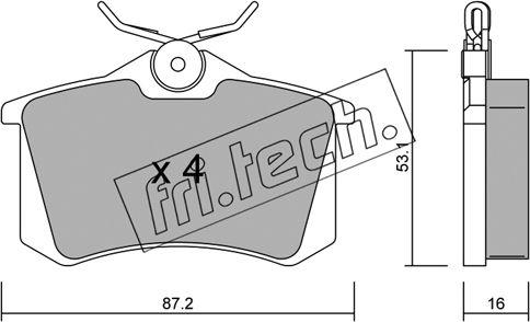 Fri.Tech. 102.2 - Тормозные колодки, дисковые, комплект autospares.lv