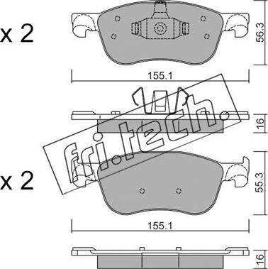 Fri.Tech. 1142.0 - Тормозные колодки, дисковые, комплект autospares.lv