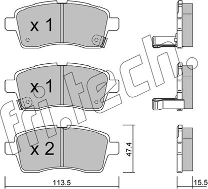 Fri.Tech. 1162.0 - Тормозные колодки, дисковые, комплект autospares.lv