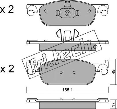 Fri.Tech. 1109.0 - Тормозные колодки, дисковые, комплект autospares.lv