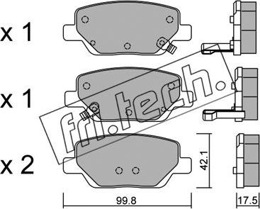 Fri.Tech. 1104.0 - Тормозные колодки, дисковые, комплект autospares.lv