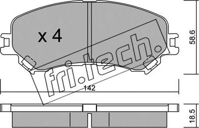 Fri.Tech. 1111.0 - Тормозные колодки, дисковые, комплект autospares.lv