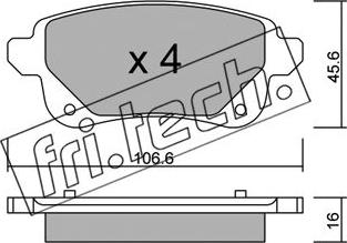 Fri.Tech. 1112.0 - Тормозные колодки, дисковые, комплект autospares.lv