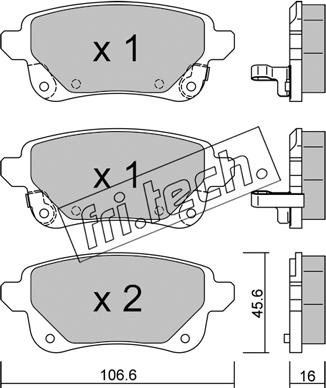 Fri.Tech. 1112.1 - Тормозные колодки, дисковые, комплект autospares.lv