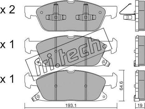 Fri.Tech. 1117.0 - Тормозные колодки, дисковые, комплект autospares.lv