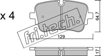 Fri.Tech. 1130.1 - Тормозные колодки, дисковые, комплект autospares.lv