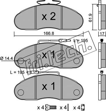 Fri.Tech. 113.0 - Тормозные колодки, дисковые, комплект autospares.lv