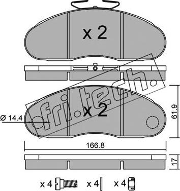 Fri.Tech. 113.1 - Тормозные колодки, дисковые, комплект autospares.lv