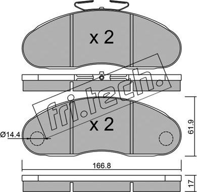 Fri.Tech. 113.2 - Тормозные колодки, дисковые, комплект autospares.lv