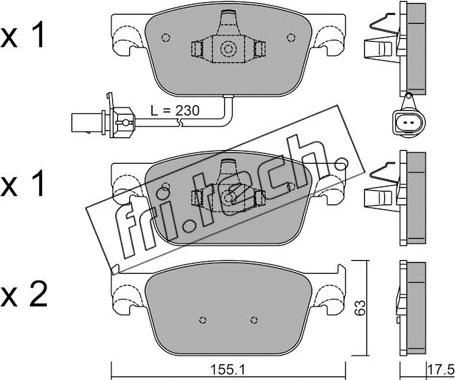 Fri.Tech. 1125.0 - Тормозные колодки, дисковые, комплект autospares.lv