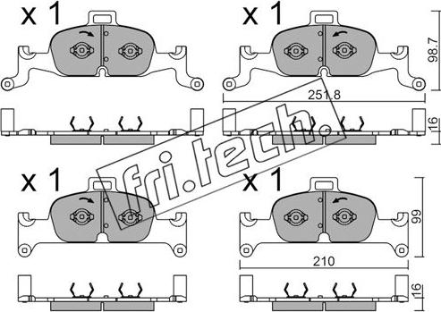 Fri.Tech. 1126.0 - Тормозные колодки, дисковые, комплект autospares.lv