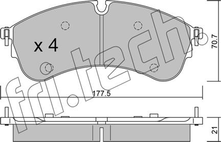 Fri.Tech. 1174.0 - Тормозные колодки, дисковые, комплект autospares.lv