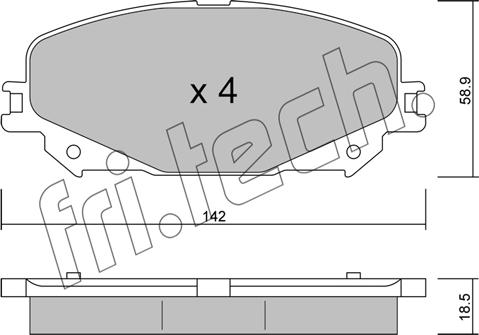 Fri.Tech. 1176.0 - Тормозные колодки, дисковые, комплект autospares.lv